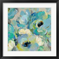 Framed 'Fresh Teal Flowers III' border=