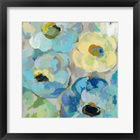 Framed 'Fresh Teal Flowers II' border=