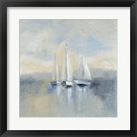 Framed 'Morning Sail I Blue' border=