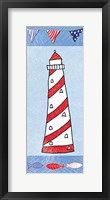 Coastal Lighthouse II on Blue Framed Print
