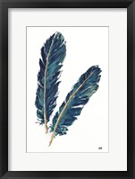 Gold Feathers IV Indigo Framed Print