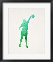 Basketball Girl Watercolor Silhouette Part I Framed Print