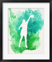 Basketball Girl Watercolor Silhouette Inverted Part I Framed Print