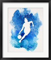 Framed Basketball Girl Watercolor Silhouette Inverted Part II