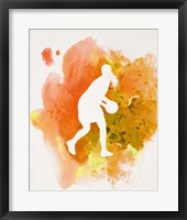Basketball Girl Watercolor Silhouette Inverted Part III Framed Print