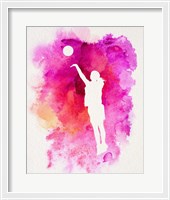 Framed Basketball Girl Watercolor Silhouette Inverted Part IV