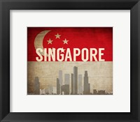 Framed Singapore - Flags and Skyline