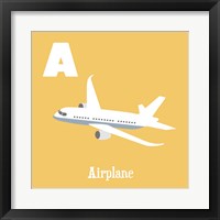 Framed 'Transportation Alphabet - A is for Airplane' border=