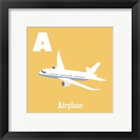 Framed 'Transportation Alphabet - A is for Airplane' border=