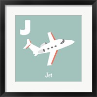 Framed 'Transportation Alphabet - J is for Jet' border=