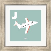 Framed 'Transportation Alphabet - J is for Jet' border=