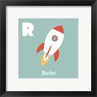 Framed 'Transportation Alphabet - R is for Rocket' border=