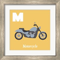 Framed 'Transportation Alphabet - M is for Motorcycle' border=