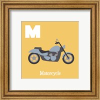 Framed 'Transportation Alphabet - M is for Motorcycle' border=