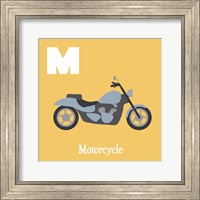 Framed 'Transportation Alphabet - M is for Motorcycle' border=