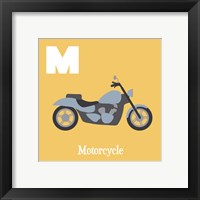 Framed 'Transportation Alphabet - M is for Motorcycle' border=