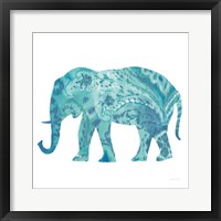 Boho Teal Elephant II Framed Print