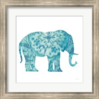 Framed 'Boho Teal Elephant I' border=