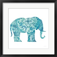 Boho Teal Elephant I Framed Print