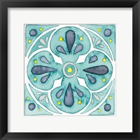 Garden Getaway Tile VI Teal Framed Print