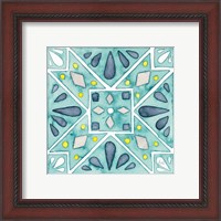 Framed 'Garden Getaway Tile IX Teal' border=