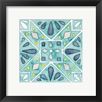 Framed 'Garden Getaway Tile IX Teal' border=