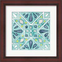 Framed 'Garden Getaway Tile IX Teal' border=