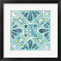 Garden Getaway Tile IX Teal Framed Print