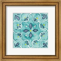 Framed 'Garden Getaway Tile II Teal' border=