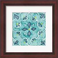 Framed 'Garden Getaway Tile II Teal' border=