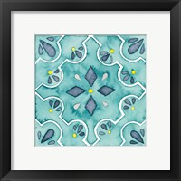 Framed 'Garden Getaway Tile II Teal' border=