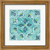 Framed 'Garden Getaway Tile II Teal' border=