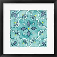 Framed 'Garden Getaway Tile II Teal' border=