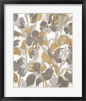 Framed Painted Tropical Screen II Gray Gold