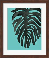 Framed Tropical Palm II BW Turquoise