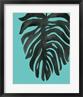 Framed Tropical Palm II BW Turquoise