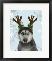 Framed Husky and Antlers