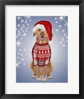 Framed Pitbull in Christmas Sweater