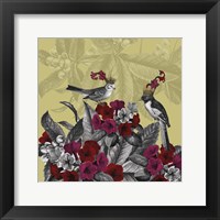 Framed 'Blooming Birds, Azalea' border=