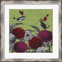 Framed 'Blooming Birds, Chrysanthemum 1' border=