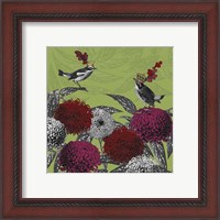 Framed 'Blooming Birds, Chrysanthemum 1' border=