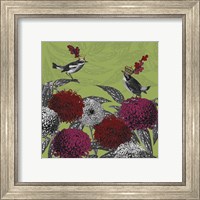 Framed 'Blooming Birds, Chrysanthemum 1' border=