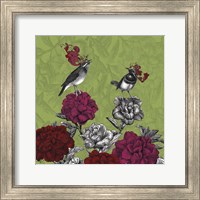 Framed 'Blooming Birds, Rhododendron' border=