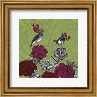 Framed 'Blooming Birds, Rhododendron' border=