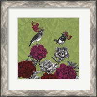Framed 'Blooming Birds, Rhododendron' border=