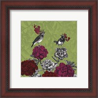 Framed 'Blooming Birds, Rhododendron' border=