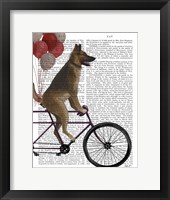 Framed German Shepherd on Bicycle
