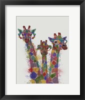 Framed Rainbow Splash Giraffe Trio