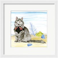 Framed 'Summer Purr Party III' border=