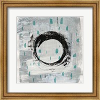 Framed 'Zen Circle I Crop with Teal' border=